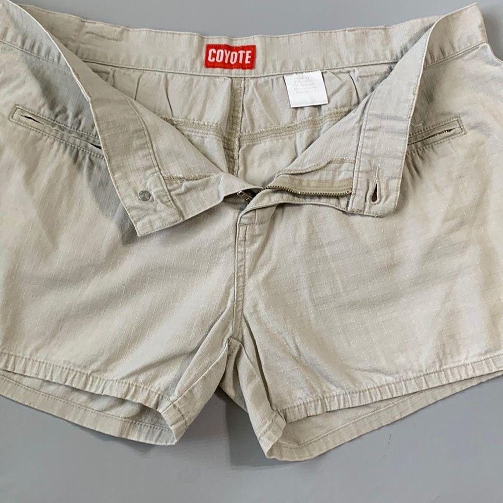 Coyote Tan Ripstop Cargo Shorts Womens Size 13 Khaki Utility Zipper Pockets Mens